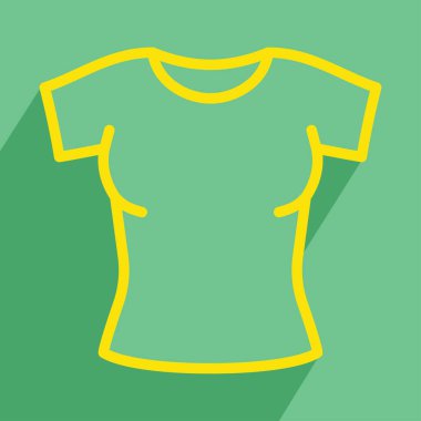 Yeşil arkaplanda gölgesi olan kadın tişörtü simgesi 