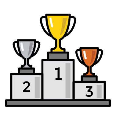 Kazanan podyum kupaları, vektör illüstrasyonu