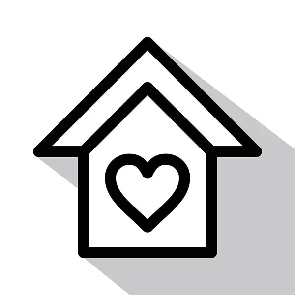 stock vector House icon with heart, vector illustration