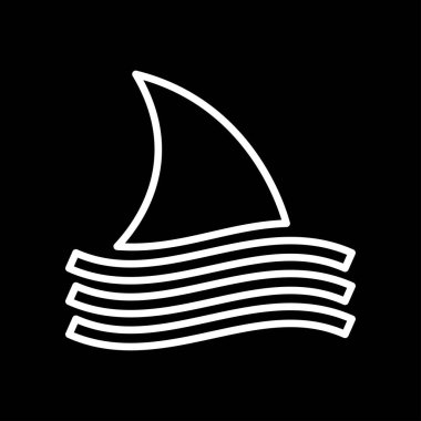 Köpekbalığı doğrusal simgesi, siyah ve beyaz illüstrasyon