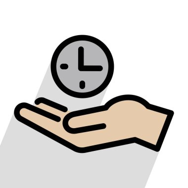 elinizi saat ve vektör illüstrasyonuyla birleştirin