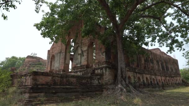 Αρχαίος Ναός Στο Ιστορικό Πάρκο Ayutthaya Ayutthaya Ταϊλάνδη — Αρχείο Βίντεο
