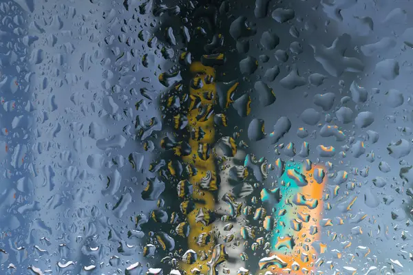 Goccia Acqua Sul Vetro Trasparente Vetro Sembra Fresco — Foto Stock