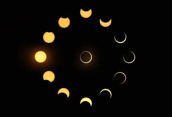 Various Stages of the Annular Eclipse taken at Red Canyon, Utah, USA. Shows the \