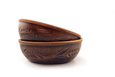 Geleneksel Oyma Tasarım ile el yapımı Ukrayna Clay Bowls