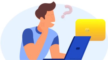 Müşteri Destek 4K Video 'sunda 2D animasyon çocuğu. Bir çocuk Mavi Gömlekli Müşteri Desteği 'nin işini yapıyor.