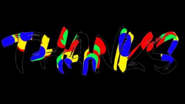 Kutlamalar, dilekler, etkinlikler, mesajlar, tatiller ve festivaller için uygun canlandırılmış sıvı için teşekkürler. Teşekkürler metin animasyonu, beyaz renkte yazılmış..