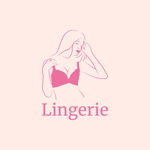 Lingerie Lady Bra Logo Vector Illustration Template — Stock Vector