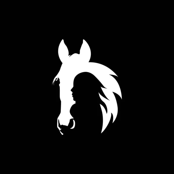 Meisje Paard Logo Ontwerp Paard Boerderij Template Vector — Stockvector