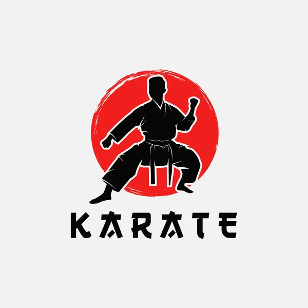 Martial Arts Silhouette Logo Vektor Illustration Fremdwort Unter Dem Objekt lizenzfreie Stockvektoren