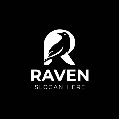 R Raven harfi logo tasarımları, minimalist logoti