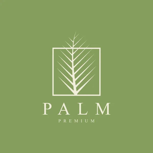 Grünes Palmblatt Der Quadratischen Logo Design Vorlage — Stockvektor