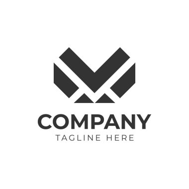 Yaratıcı m vmv vm ilk logo tasarım vektörü grafiği