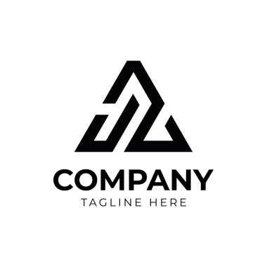 İlk harf AZ veya soyut monogram logo tasarım üçgeni