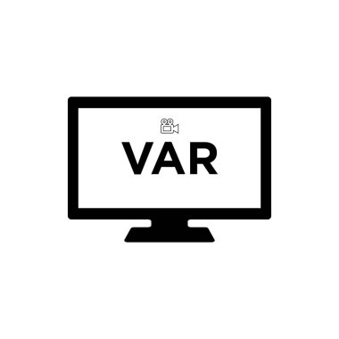 VAR, TV 'de ya da ekranda futbol ya da futbol maçı için Video Hakem Yardımcısı sembolü. Vektör İllüstrasyonu.