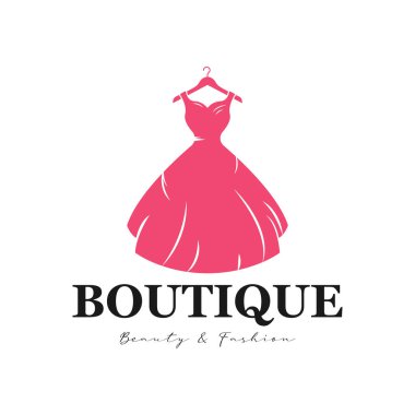 Butik elbise logosu moda illüstrasyon kadın vücut tasarım vektörü