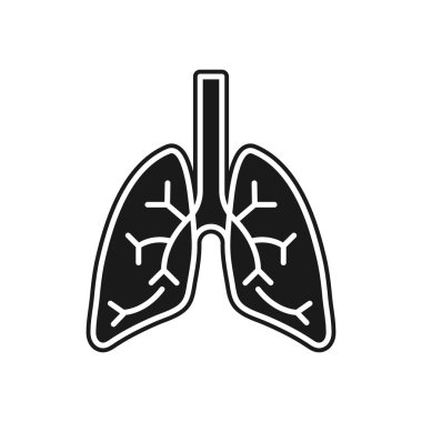 Ciğerleri düz çizgi ikonu. İnsan iç organının ince portogramı, akciğer kliniği için özet çizimi.