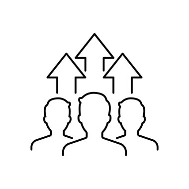 team growth and development icon on white, line vector