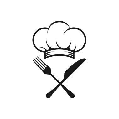 Yaratıcı Şef Şapka Çatal Bıçak Logo Vektörü Sembol Tasarımı Çizimi