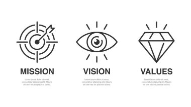 Mission. Vision. Values. Web page template. Modern flat design concept.