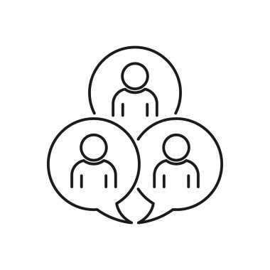 odak grup tartışma doğrusal simgesi, işaret, sembol, vektör izole arka plan üzerinde