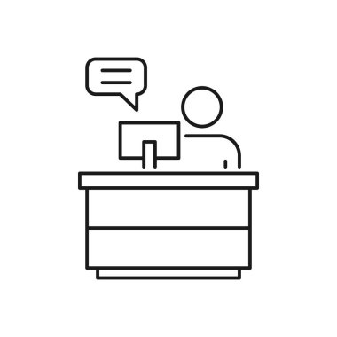 Resepsiyon Masası iş insanlar simge basit çizgi düz tasarlamak