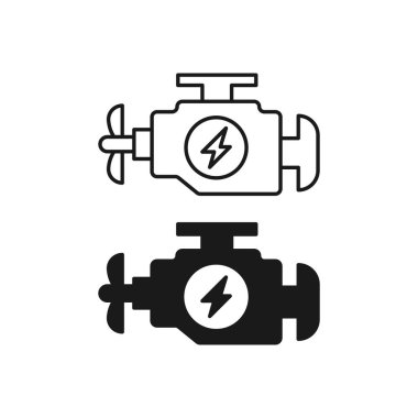 Araba motoru simgeleri. Vektör illüstrasyonu beyazda izole edildi.