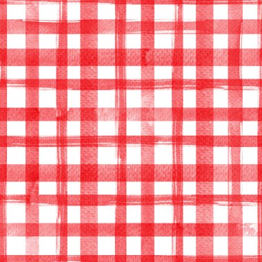 Watercolor, seamless pattern with a red cage on a white background.