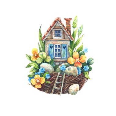 Bahar çiçekli Paskalya Evi