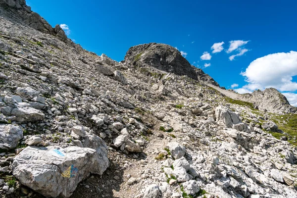 Stunning Trekking Tour Beautiful Mountain Landscape Braunarlspitze Von Schroecken Vorarlberg — Stock Photo, Image
