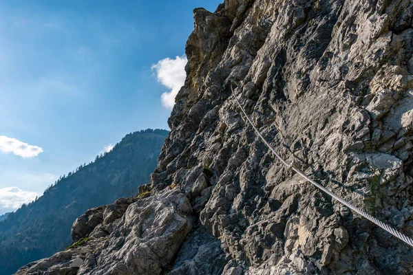 Mooie Klimtocht Ostrachtaler Ferrata Bij Oberjochpass Bij Oberjoch Bad Hindelang — Stockfoto