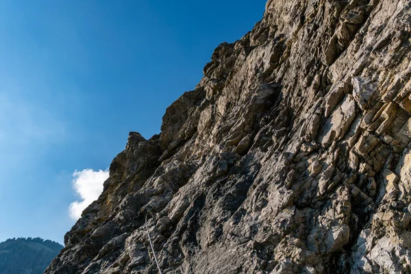 Vacker Klättringstur Ostrachtaler Ferrata Vid Oberjochpass Nära Oberjoch Bad Hindelang — Stockfoto