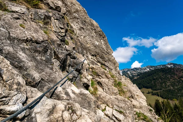 Belle Randonnée Escalade Sur Ostrachtaler Ferrata Oberjochpass Près Oberjoch Bad — Photo