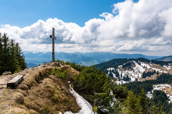 Krásná Jarní Horská Túra Oberjochu Spieseru Hirschbergu Allgau Alpách — Stock fotografie
