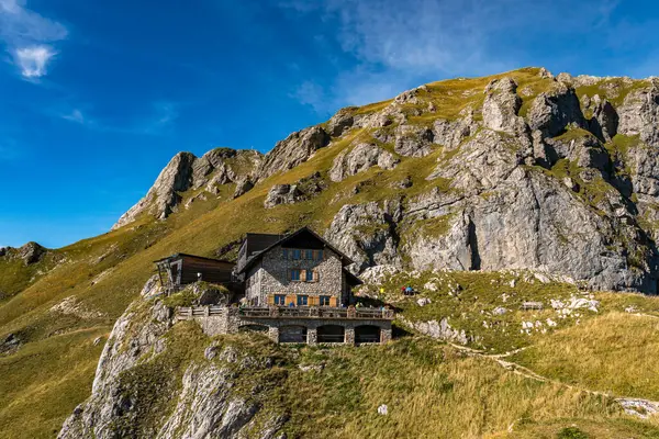 stock image Fantastic autumn mountain tour to the Aggenstein and Brentenjoch in the beautiful Tannheimer Tal Austria