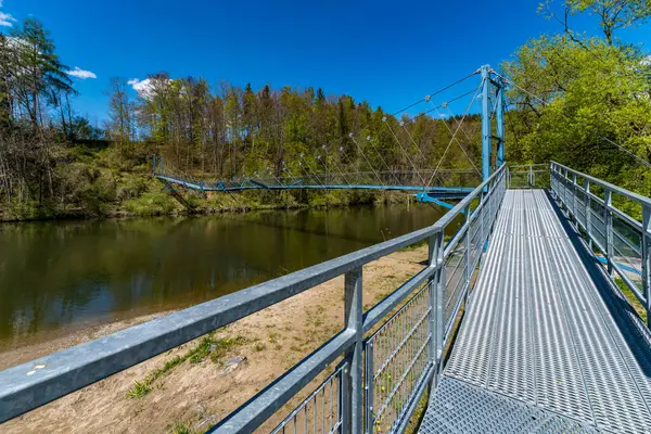 Fantastyczna Wiosenna Wycieczka Wzdłuż Illerschleife Platformą Widokową Ruinami Zamku Pobliżu Zdjęcia Stockowe bez tantiem