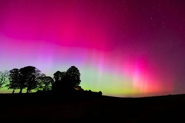 Colorful Northern Lights Aurora Borealis Allgau Southern Germany 스톡 사진