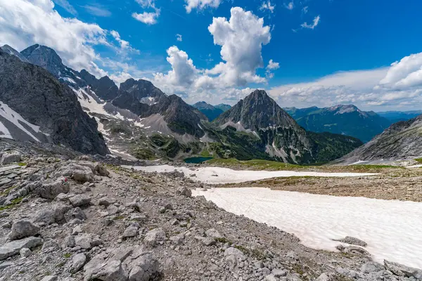 Stock image Panoramic mountain tour in Ehrwald via the Tajatorl to Drachensee, Coburger Hut and Seebensee in the Tiroler Zugspitz Arena