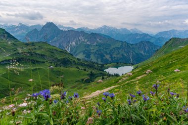 Wonderful high-altitude hike from the Nebelhorn Edmund-Probst-Haus via the Laufbacher Eck to the Oytal in the Allgau Alps near Oberstorf clipart