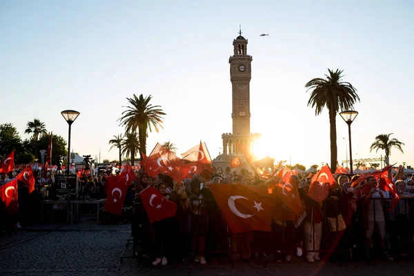 Izmir Turcja Lipca 2022 Lipca Dzień Demokracji Turcji Izmir Poeple — Zdjęcie stockowe