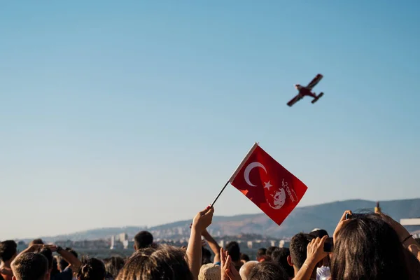 Izmir Turkey September 2022 Turkish Flag Crowded People Celebrations Liberation — Stock Photo, Image