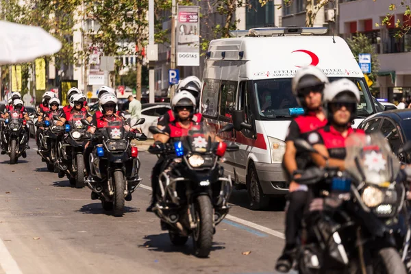 Izmir Turkey September 2022 Motorized Policemen Road Liberty Day Izmir — Stock Photo, Image