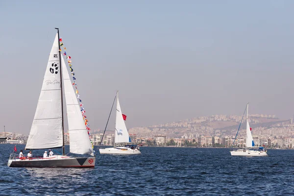 Izmir Turquía Septiembre 2022 Veleros Sobre Mar Las Celebraciones Del — Foto de Stock
