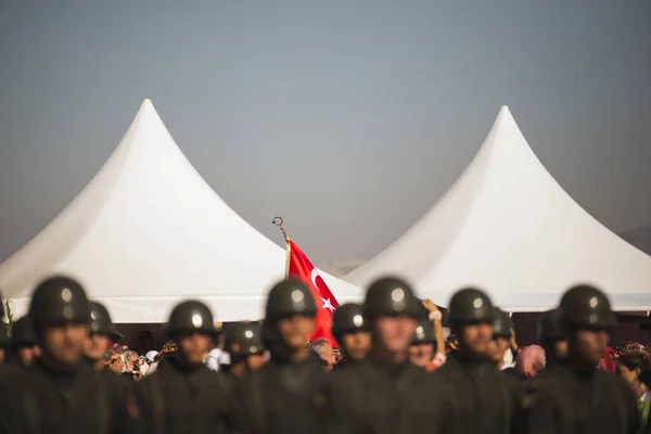 Izmir Törökország Szeptember 2022 Egy Török Zászló Kitelepített Török Katonák — Stock Fotó