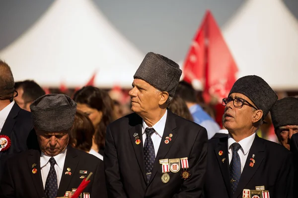 Izmir Turkey September 2022 Three Veterans Same Frame Celebrations Liberation — Stock Photo, Image