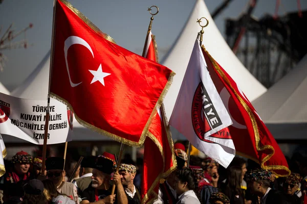 Izmir Türkei September 2022 Großaufnahme Der Türkischen Flagge Und Des — Stockfoto