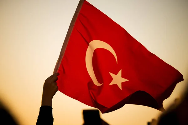 Close Shot Turkish Flag Sunset Liberation Day Izmir — Stock Photo, Image