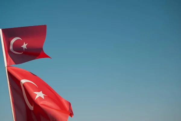 Close Shot Turkish Flag Blue Sky Liberation Day Izmir Izmir — Stock Photo, Image