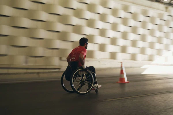 Izmir Turkey September 2022 Man Wheelchair Running Special 100Th Anniversary — Stock Photo, Image