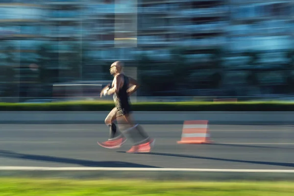 Izmir Turkey September 2022 Running Man Motion Blur Half Marathon — Stock Photo, Image
